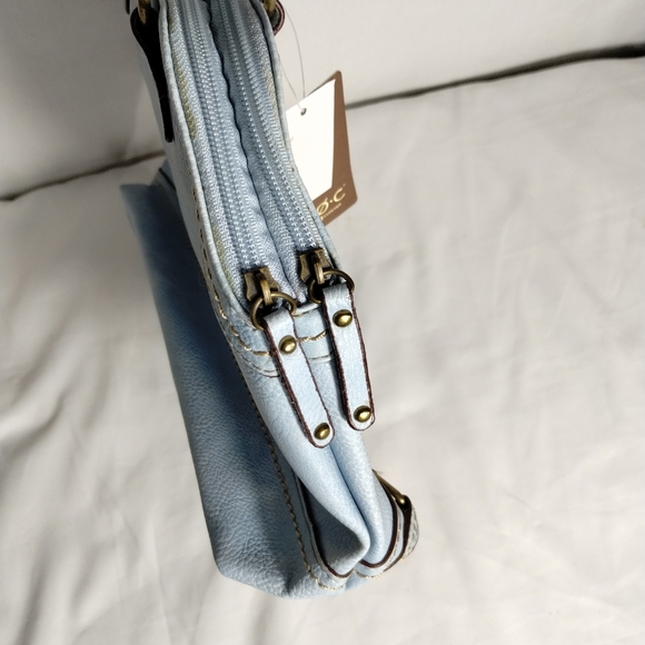 B.O.C. Ice Blue ❄️ Faux Pebbled Leather Shoulder Bag Satchel Boho Indie Sleeze - Picture 8 of 12